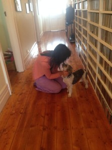 Cuddle one this morning for the wonderdog(excuse the pjs).